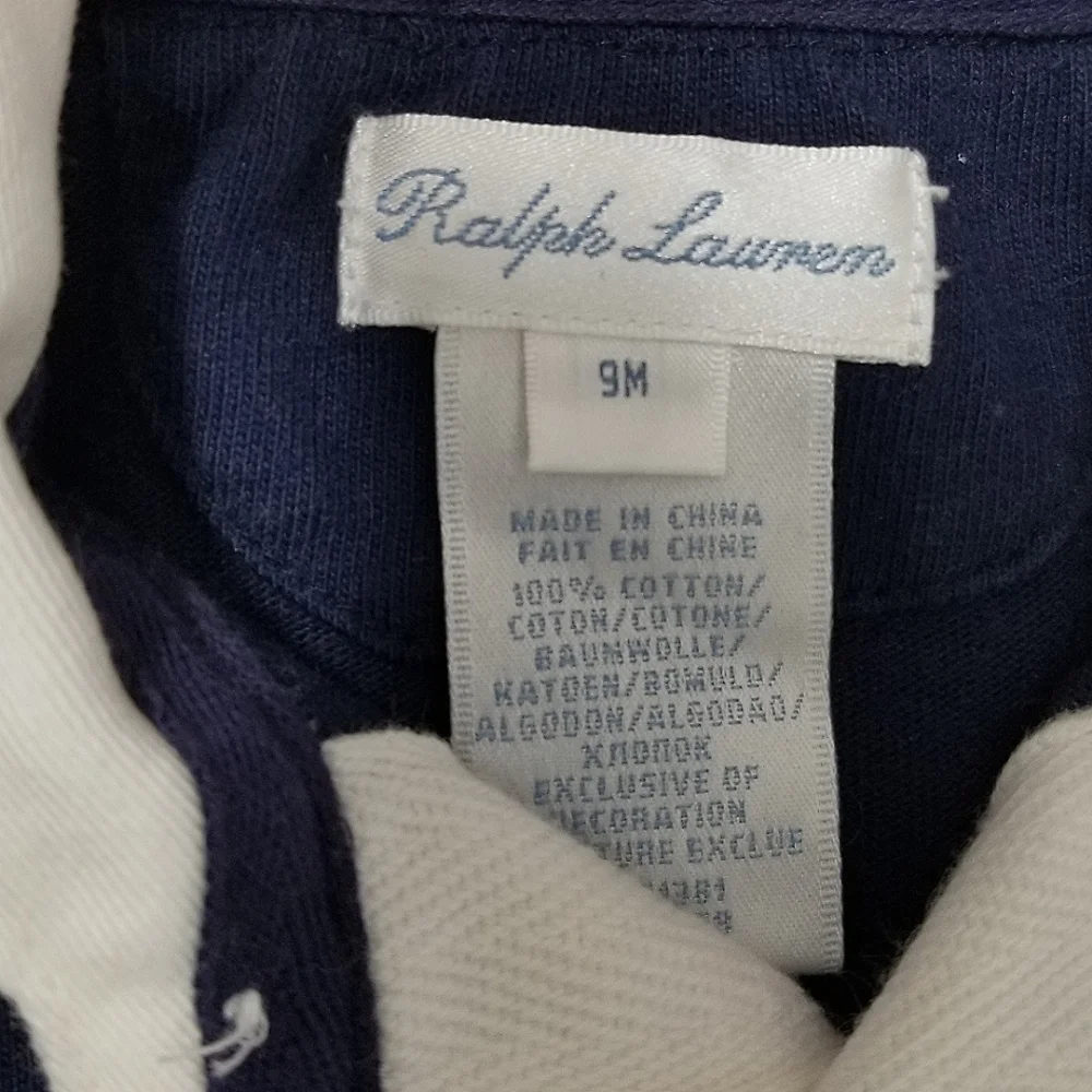 Ralph Lauren Cotton Infant Polo Shortall Navy Blue 9mo